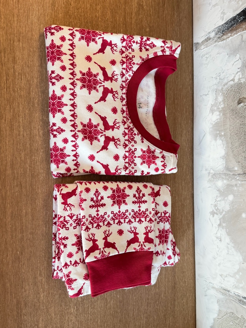 Pottery Barn Teen Red and White Reindeer Fair Isle Pajama Set